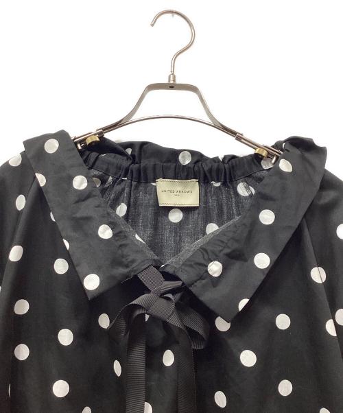UNITED ARROWS（ユナイテッドアローズ）UNITED ARROWS (ユナイテッドアローズ) C ギャザーフリル リボンブラウス ブラック サイズ:36の古着・服飾アイテム