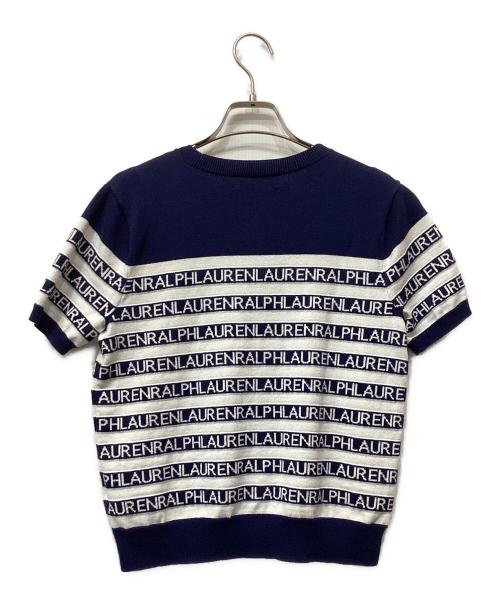LAUREN RALPH LAUREN（ローレンラルフローレン）LAUREN RALPH LAUREN (ローレンラルフローレン) ロゴボーダーS/Sニット ネイビー サイズ:Mの古着・服飾アイテム