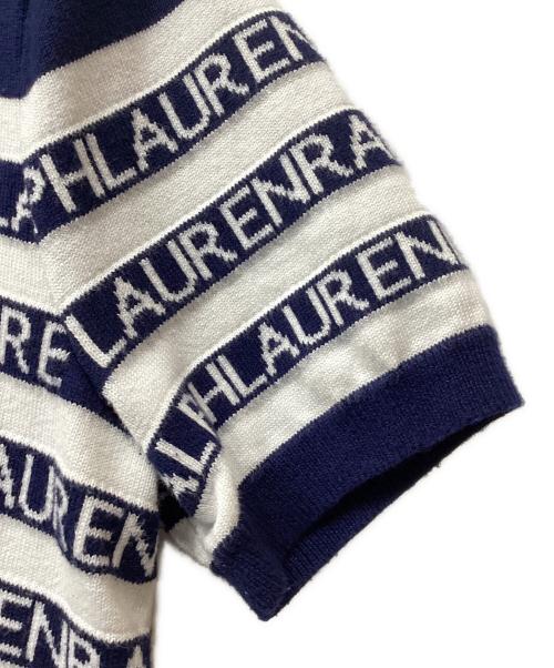 LAUREN RALPH LAUREN（ローレンラルフローレン）LAUREN RALPH LAUREN (ローレンラルフローレン) ロゴボーダーS/Sニット ネイビー サイズ:Mの古着・服飾アイテム