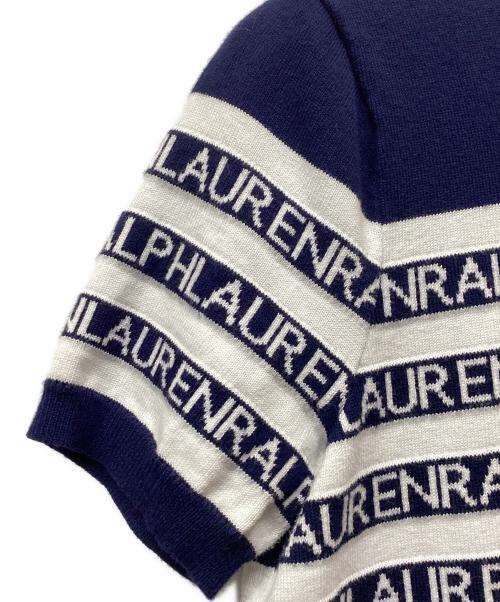 LAUREN RALPH LAUREN（ローレンラルフローレン）LAUREN RALPH LAUREN (ローレンラルフローレン) ロゴボーダーS/Sニット ネイビー サイズ:Mの古着・服飾アイテム