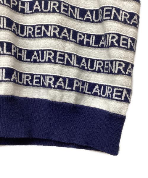 LAUREN RALPH LAUREN（ローレンラルフローレン）LAUREN RALPH LAUREN (ローレンラルフローレン) ロゴボーダーS/Sニット ネイビー サイズ:Mの古着・服飾アイテム
