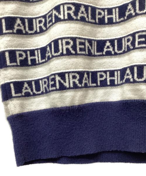 LAUREN RALPH LAUREN（ローレンラルフローレン）LAUREN RALPH LAUREN (ローレンラルフローレン) ロゴボーダーS/Sニット ネイビー サイズ:Mの古着・服飾アイテム