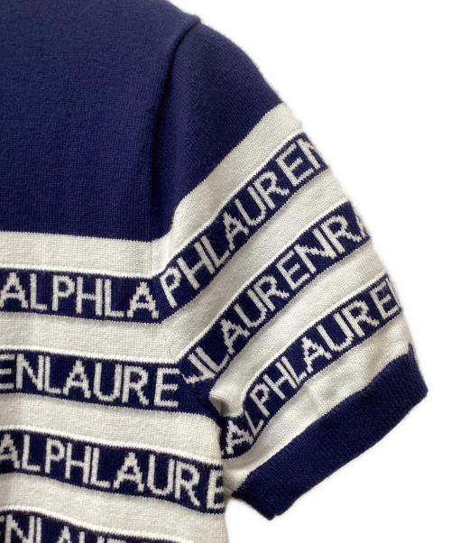 LAUREN RALPH LAUREN（ローレンラルフローレン）LAUREN RALPH LAUREN (ローレンラルフローレン) ロゴボーダーS/Sニット ネイビー サイズ:Mの古着・服飾アイテム