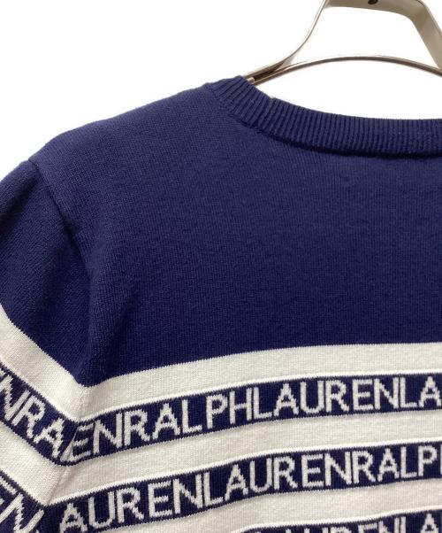 LAUREN RALPH LAUREN（ローレンラルフローレン）LAUREN RALPH LAUREN (ローレンラルフローレン) ロゴボーダーS/Sニット ネイビー サイズ:Mの古着・服飾アイテム
