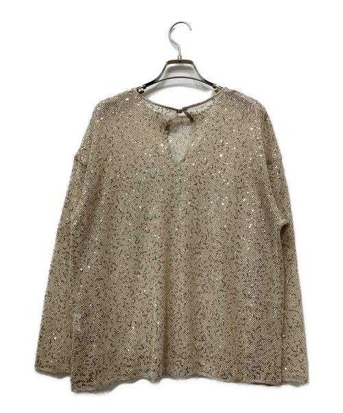 journal standard L'essage（ジャーナルスタンダード レサージュ）journal standard L'essage (ジャーナルスタンダード レサージュ) スパンコールロングスリーブブラウス ベージュ サイズ:FREEの古着・服飾アイテム