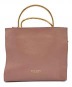 BLUE LABEL CRESTBRIDGEブルーレーベルクレストブリッジ）の古着「メタルハンドルレザースクエアトートバッグ」｜ピンク