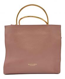 BLUE LABEL CRESTBRIDGE（ブルーレーベルクレストブリッジ）の古着「メタルハンドルレザースクエアトートバッグ」｜ピンク