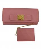 PRADAプラダ）の古着「リボンZIP長財布　サフィアーノ」｜ピンク