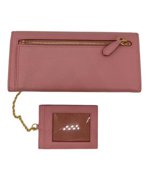 PRADA（プラダ）PRADA (プラダ) リボンZIP長財布　サフィアーノ ピンクの古着・服飾アイテム