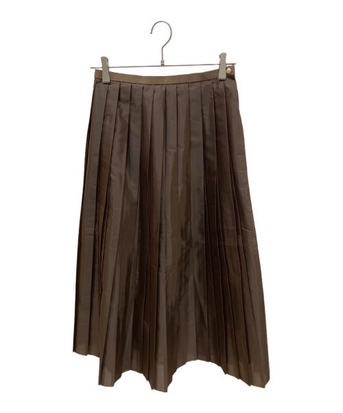 DRAWER（ドゥロワー）DRAWER (ドゥロワー) タフタプリーツスカート ブラウン サイズ:36の古着・服飾アイテム
