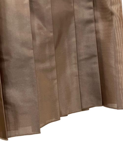 DRAWER（ドゥロワー）DRAWER (ドゥロワー) タフタプリーツスカート ブラウン サイズ:36の古着・服飾アイテム