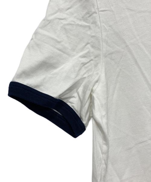 CELINE（セリーヌ）CELINE (セリーヌ) ロゴプリントリンガーTシャツ ホワイト×ネイビー サイズ:Mの古着・服飾アイテム