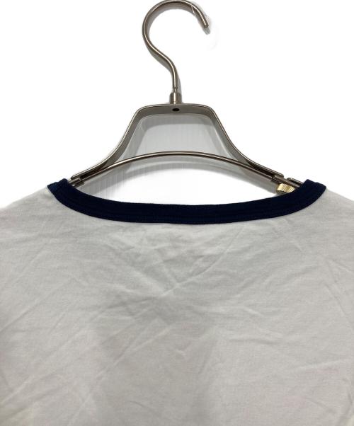CELINE（セリーヌ）CELINE (セリーヌ) ロゴプリントリンガーTシャツ ホワイト×ネイビー サイズ:Mの古着・服飾アイテム
