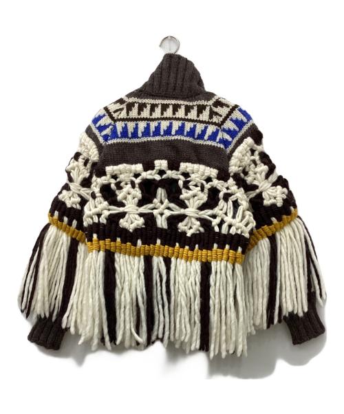 sacai（サカイ）sacai (サカイ) ポンチョ風ニットブルゾン ブラウン サイズ:1の古着・服飾アイテム