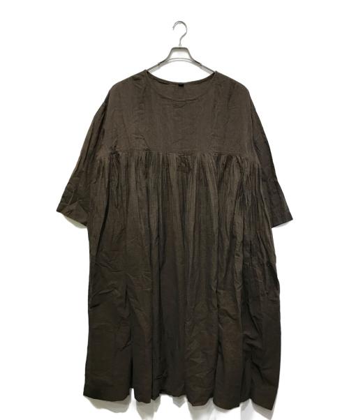 45R（フォーティファイブ・アール）45R (フォーティファイブ・アール) インドカディのプリーツドレス ブラウン サイズ:Fの古着・服飾アイテム
