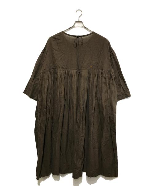 45R（フォーティファイブ・アール）45R (フォーティファイブ・アール) インドカディのプリーツドレス ブラウン サイズ:Fの古着・服飾アイテム