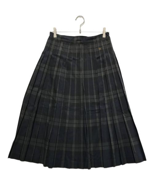 45R（フォーティファイブ・アール）45R (フォーティファイブ・アール) ギャバブルタイルのプリーツスカート ネイビー サイズ:2の古着・服飾アイテム