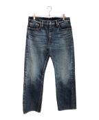 KOJIMA GENESコジマジーンズ）の古着「23ozセルビッチユーズドウェルストレートジーンズ」｜ブルー