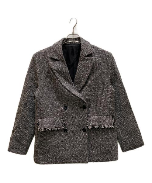 Bluelea（ブルレア）BLUELEA (ブルレア) ツイードダブルジャケット ホワイト×ブラック サイズ:Freeの古着・服飾アイテム