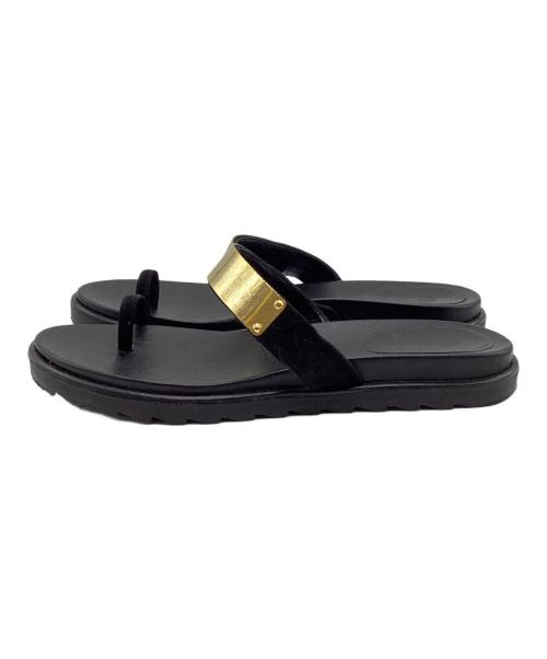 il Sandalo（イルサンダロ）il Sandalo (イルサンダロ) ゴールドプレートサムループサンダル ブラック サイズ:37の古着・服飾アイテム