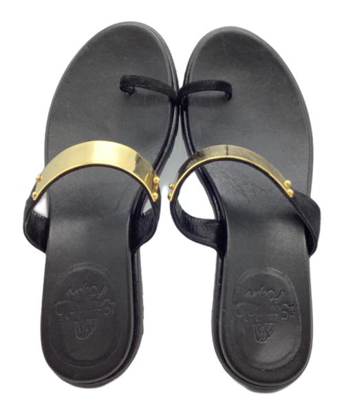 il Sandalo（イルサンダロ）il Sandalo (イルサンダロ) ゴールドプレートサムループサンダル ブラック サイズ:37の古着・服飾アイテム