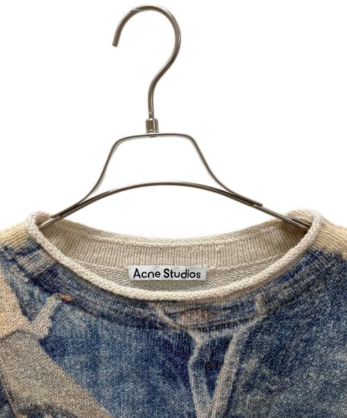 Acne studios（アクネ ストゥディオス）Acne studios (アクネ ストゥディオス) プリントセーター ブルー×ホワイト サイズ:Lの古着・服飾アイテム