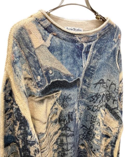 Acne studios（アクネ ストゥディオス）Acne studios (アクネ ストゥディオス) プリントセーター ブルー×ホワイト サイズ:Lの古着・服飾アイテム