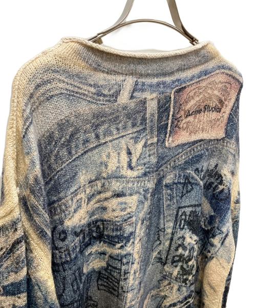 Acne studios（アクネ ストゥディオス）Acne studios (アクネ ストゥディオス) プリントセーター ブルー×ホワイト サイズ:Lの古着・服飾アイテム