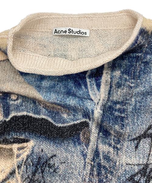 Acne studios（アクネ ストゥディオズ）Acne studios (アクネ ストゥディオズ) プリントセーター ブルー×ベージュ サイズ:Lの古着・服飾アイテム