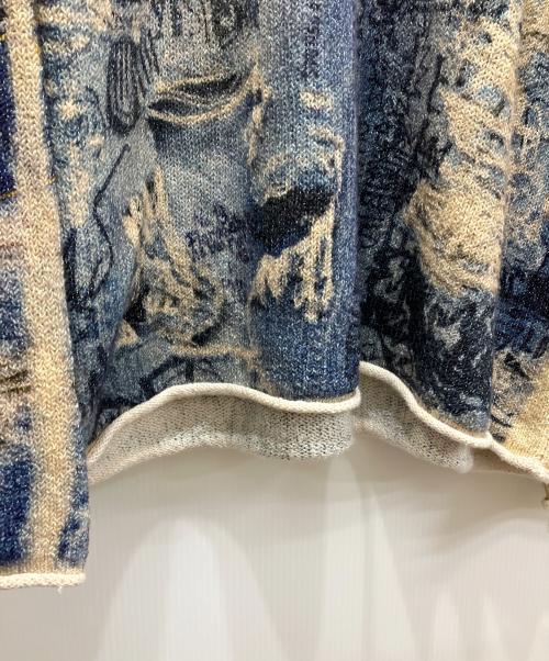 Acne studios（アクネ ストゥディオズ）Acne studios (アクネ ストゥディオズ) プリントセーター ブルー×ベージュ サイズ:Lの古着・服飾アイテム