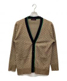 CABAN（キャバン）の古着「コットンポリエステルジャカードVネックカーディガン」｜ブラウン