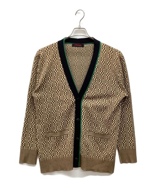 CABAN（キャバン）CABAN (キャバン) コットンポリエステルジャカードVネックカーディガン ブラウン サイズ:Mの古着・服飾アイテム