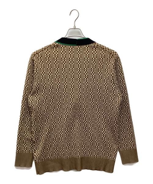 CABAN（キャバン）CABAN (キャバン) コットンポリエステルジャカードVネックカーディガン ブラウン サイズ:Mの古着・服飾アイテム