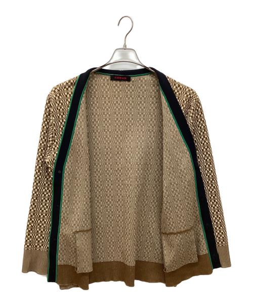 CABAN（キャバン）CABAN (キャバン) コットンポリエステルジャカードVネックカーディガン ブラウン サイズ:Mの古着・服飾アイテム