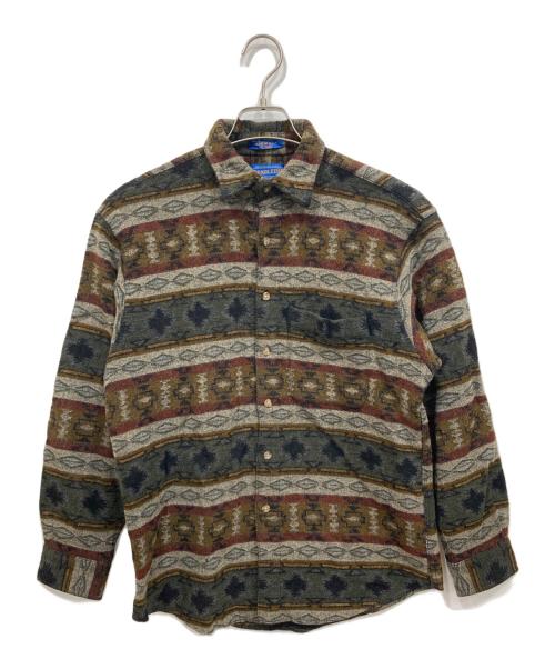 PENDLETON（ペンドルトン）PENDLETON (ペンドルトン) ネイティブ柄ウールシャツ グレー×ブラウン サイズ:Mの古着・服飾アイテム