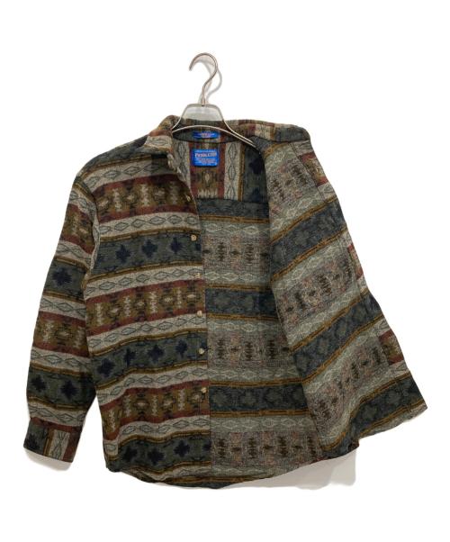 PENDLETON（ペンドルトン）PENDLETON (ペンドルトン) ネイティブ柄ウールシャツ グレー×ブラウン サイズ:Mの古着・服飾アイテム