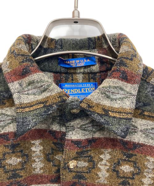 PENDLETON（ペンドルトン）PENDLETON (ペンドルトン) ネイティブ柄ウールシャツ グレー×ブラウン サイズ:Mの古着・服飾アイテム