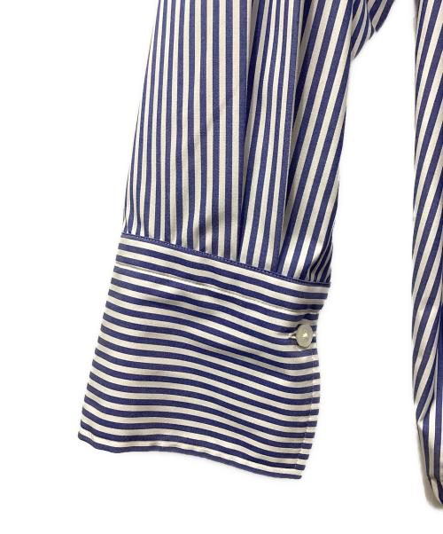 Spick and Span（スピック＆スパン）Spick and Span (スピック＆スパン) CO/PEストライプヘムギャザーシャツ ブルー サイズ:-の古着・服飾アイテム