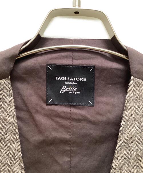 TAGLIATORE（タリアトーレ）TAGLIATORE (タリアトーレ) Brilla per il gusto (ブリッラ ペル イルグースト) コラボ BRIAN/F ヘリンボーンジレ ブラウン サイズ:50の古着・服飾アイテム