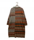 FUGA FUGAフーガフーガ）の古着「総柄ウールリネンニットワンピース」｜グレー