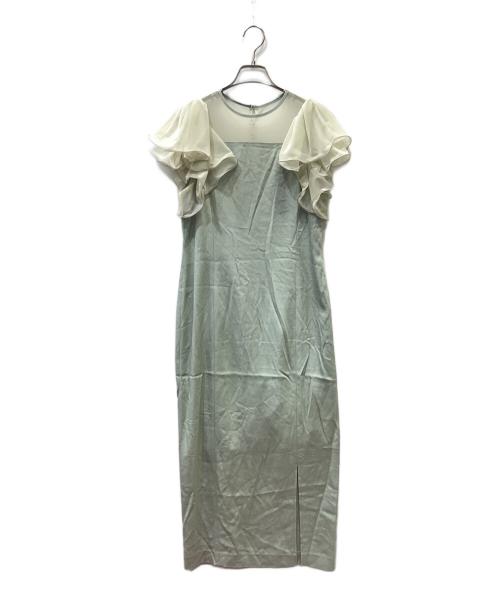 FRAY ID（フレイ アイディー）FRAY ID (フレイ アイディー) フリルスリーブコンビドレス グリーン サイズ:1の古着・服飾アイテム