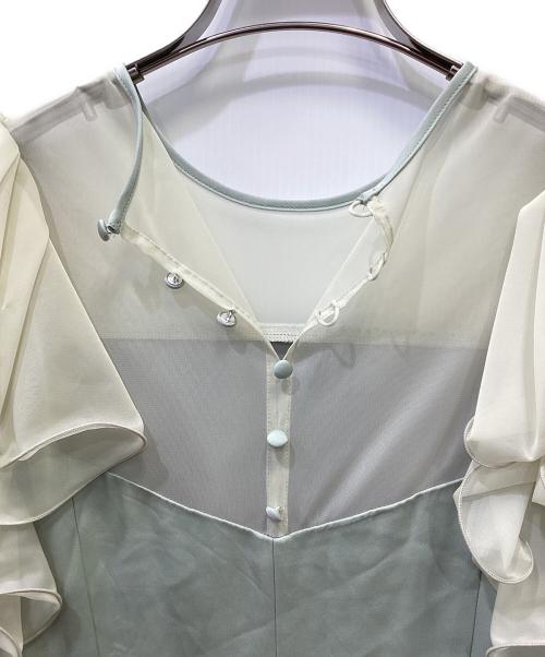 FRAY ID（フレイ アイディー）FRAY ID (フレイ アイディー) フリルスリーブコンビドレス グリーン サイズ:1の古着・服飾アイテム