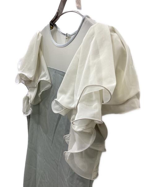 FRAY ID（フレイ アイディー）FRAY ID (フレイ アイディー) フリルスリーブコンビドレス グリーン サイズ:1の古着・服飾アイテム