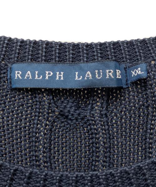 RALPH LAUREN（ラルフローレン）RALPH LAUREN (ラルフローレン) コットンケーブルニット ネイビー サイズ:XXLの古着・服飾アイテム