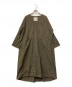 ICHI Antiquitesイチアンティークス）の古着「リネンコットンワンピース」｜オリーブ