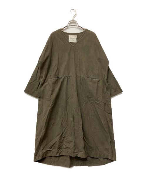 ICHI Antiquites（イチアンティークス）ICHI Antiquites (イチアンティークス) リネンコットンワンピース オリーブ サイズ:FREEの古着・服飾アイテム