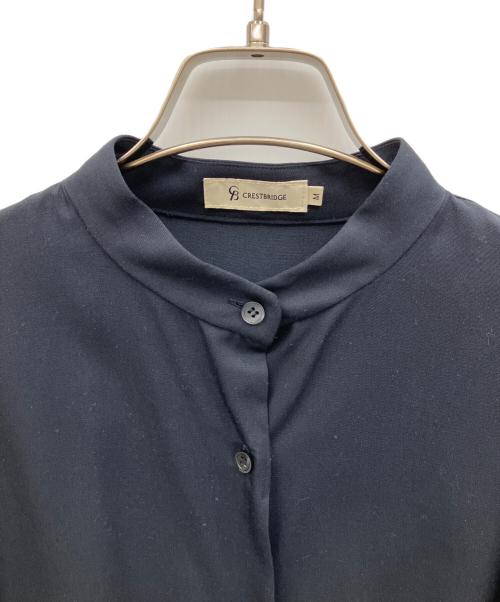 CB CRESTBRIDGE（シービークレストブリッジ）CB CRESTBRIDGE (シービークレストブリッジ) バンドカラーシャツワンピース ネイビー サイズ:Mの古着・服飾アイテム