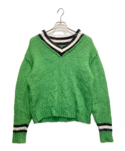 stussy（ステューシー）stussy (ステューシー) Mohair Tennis Sweater グリーン サイズ:Mの古着・服飾アイテム