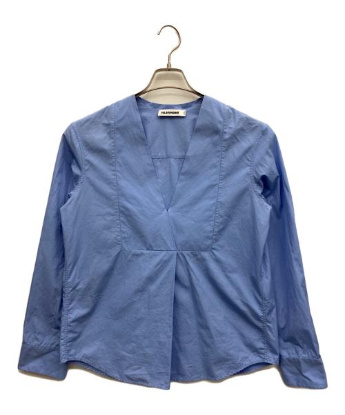 JIL SANDER（ジルサンダー）JIL SANDER (ジルサンダー) Vネックプルオーバーブラウス ブルー サイズ:34の古着・服飾アイテム