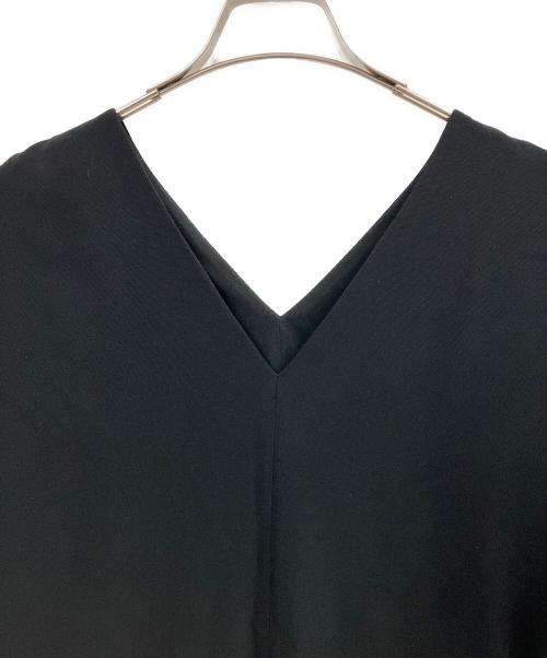 1er Arrondissement（プルミエ アロンディスモン）1er Arrondissement (プルミエ アロンディスモン) ダブルVネック ショートスリーブ ワンピース ブラック サイズ:36の古着・服飾アイテム